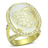 LOA837 - Matte Gold Brass Ring with Synthetic Synthetic Glass in Clear - Alamode - Flyclothing LLC
