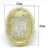 LOA837 - Matte Gold Brass Ring with Synthetic Synthetic Glass in Clear - Alamode - Flyclothing LLC