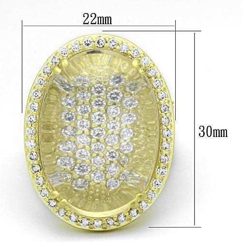 LOA837 - Matte Gold Brass Ring with Synthetic Synthetic Glass in Clear - Alamode - Flyclothing LLC