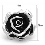 LOA838 - Matte Rhodium Brass Ring with Epoxy in Jet - Alamode - Flyclothing LLC