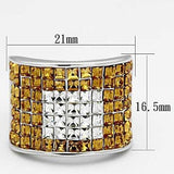 LOA839 - Rhodium Brass Ring with Top Grade Crystal in Topaz - Alamode - Flyclothing LLC