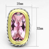 LOA841 - Reverse Two-Tone Brass Ring with AAA Grade CZ in Rose - Alamode - Flyclothing LLC