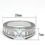 LOA843 - Rhodium Brass Ring with AAA Grade CZ in Clear - Alamode - Flyclothing LLC