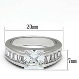 LOA843 - Rhodium Brass Ring with AAA Grade CZ in Clear - Alamode - Flyclothing LLC