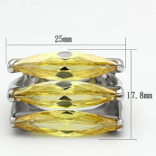 LOA850 - Rhodium Brass Ring with AAA Grade CZ in Topaz - Alamode - Flyclothing LLC