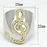 LOA857 - Reverse Two-Tone Brass Ring with Top Grade Crystal  in Clear - Alamode