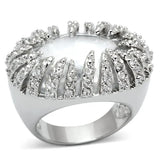 LOA858 - Rhodium Brass Ring with AAA Grade CZ in Clear - Alamode - Flyclothing LLC