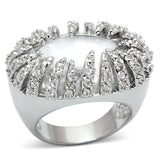 LOA858 - Rhodium Brass Ring with AAA Grade CZ in Clear - Alamode - Flyclothing LLC