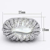 LOA858 - Rhodium Brass Ring with AAA Grade CZ in Clear - Alamode - Flyclothing LLC