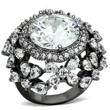 LOA874 - Ruthenium Brass Ring with AAA Grade CZ  in Clear - Alamode