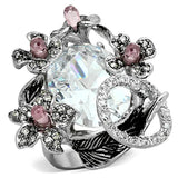 LOA877 - Rhodium + Ruthenium Brass Ring with AAA Grade CZ in Multi Color - Alamode - Flyclothing LLC