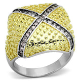 LOA878 - Rhodium+Gold+ Ruthenium Brass Ring with AAA Grade CZ in Rose - Alamode - Flyclothing LLC