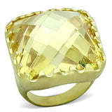 LOA888 - Matte Gold Brass Ring with AAA Grade CZ in Citrine Yellow - Alamode - Flyclothing LLC