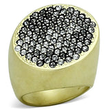 LOA889 - Matte Gold Brass Ring with Top Grade Crystal in Clear - Alamode - Flyclothing LLC