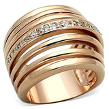 LOA890 - Rose Gold Brass Ring with AAA Grade CZ  in Clear - Alamode