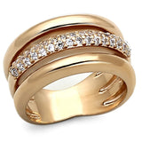 LOA900 - Rose Gold Brass Ring with AAA Grade CZ  in Clear - Alamode