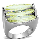 LOA916 - Rhodium Brass Ring with AAA Grade CZ  in Apple Green color - Alamode
