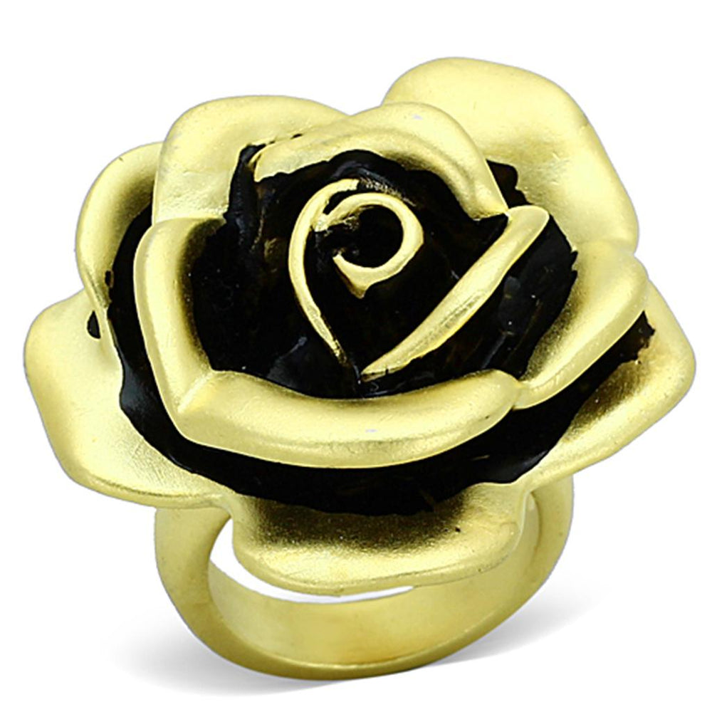 LOA930 - Matte Gold Brass Ring with Epoxy  in Jet - Alamode