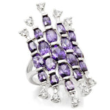 LOA933 - Rhodium Brass Ring with AAA Grade CZ  in Amethyst - Alamode