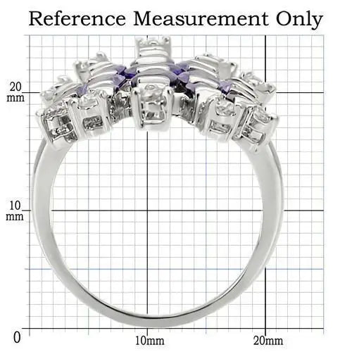 LOA933 - Rhodium Brass Ring with AAA Grade CZ in Amethyst - Alamode - Flyclothing LLC