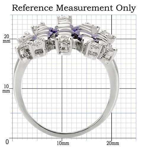 LOA933 - Rhodium Brass Ring with AAA Grade CZ in Amethyst - Alamode - Flyclothing LLC