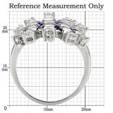 LOA933 - Rhodium Brass Ring with AAA Grade CZ  in Amethyst - Alamode