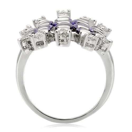 LOA933 - Rhodium Brass Ring with AAA Grade CZ in Amethyst - Alamode - Flyclothing LLC