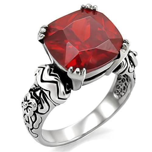 LOA959 - High polished (no plating) Stainless Steel Ring with AAA Grade CZ  in Siam - Alamode
