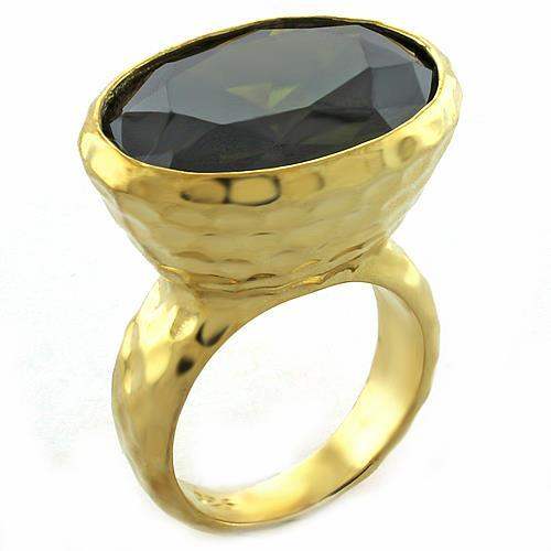 LOAS1011 - Gold 925 Sterling Silver Ring with AAA Grade CZ in Peridot - Alamode - Flyclothing LLC