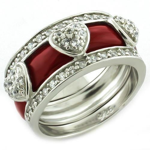 LOAS1012 - Rhodium 925 Sterling Silver Ring with AAA Grade CZ  in Clear - Alamode