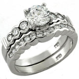 LOAS1023 - Rhodium 925 Sterling Silver Ring with AAA Grade CZ  in Clear - Alamode