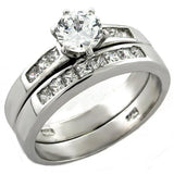 LOAS1025 - Rhodium 925 Sterling Silver Ring with AAA Grade CZ  in Clear - Alamode