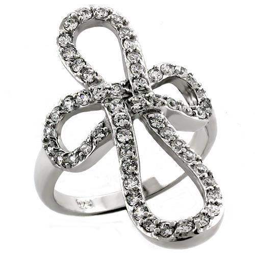 LOAS1035 - Rhodium 925 Sterling Silver Ring with AAA Grade CZ in Clear - Alamode - Flyclothing LLC