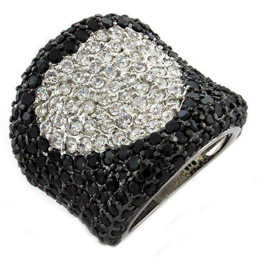 LOAS1036 - Rhodium 925 Sterling Silver Ring with AAA Grade CZ in Multi Color - Alamode - Flyclothing LLC