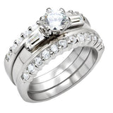 LOAS1040 - High-Polished 925 Sterling Silver Ring with AAA Grade CZ  in Clear - Alamode