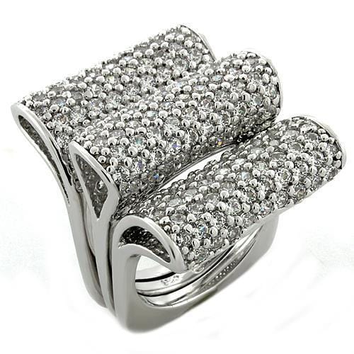 LOAS1047 - Rhodium 925 Sterling Silver Ring with AAA Grade CZ  in Clear - Alamode