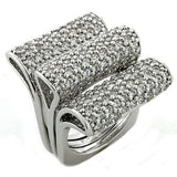 LOAS1047 - Rhodium 925 Sterling Silver Ring with AAA Grade CZ  in Clear - Alamode