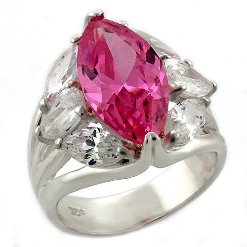 LOAS1052 - High-Polished 925 Sterling Silver Ring with AAA Grade CZ  in Rose - Alamode