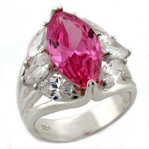 LOAS1052 - High-Polished 925 Sterling Silver Ring with AAA Grade CZ in Rose - Alamode - Flyclothing LLC