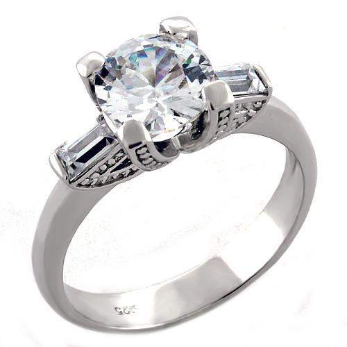 LOAS1057 - Rhodium 925 Sterling Silver Ring with AAA Grade CZ in Clear - Alamode - Flyclothing LLC