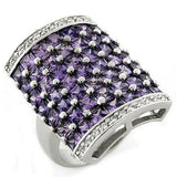 LOAS1063 - Rhodium 925 Sterling Silver Ring with AAA Grade CZ  in Amethyst - Alamode