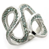 LOAS1081 - High-Polished 925 Sterling Silver Ring with Synthetic Synthetic Glass in Sea Blue - Alamode