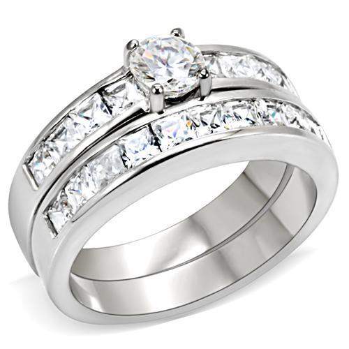 LOAS1084 - Rhodium 925 Sterling Silver Ring with AAA Grade CZ in Clear - Alamode - Flyclothing LLC