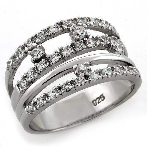 LOAS1093 - Rhodium 925 Sterling Silver Ring with AAA Grade CZ in Clear - Alamode - Flyclothing LLC