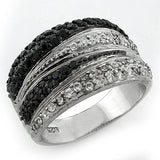 LOAS1095 - Rhodium + Ruthenium 925 Sterling Silver Ring with AAA Grade CZ  in Multi Color - Alamode