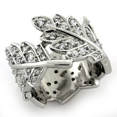 LOAS1098 - Rhodium 925 Sterling Silver Ring with AAA Grade CZ  in Clear - Alamode