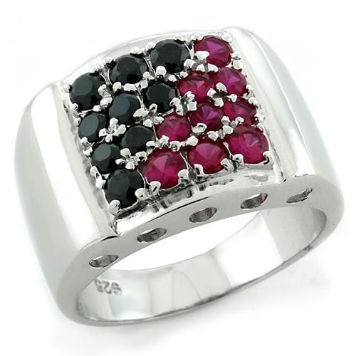 LOAS1103 - Rhodium 925 Sterling Silver Ring with AAA Grade CZ  in Multi Color - Alamode