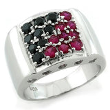 LOAS1103 - Rhodium 925 Sterling Silver Ring with AAA Grade CZ  in Multi Color - Alamode