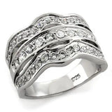 LOAS1105 - Rhodium 925 Sterling Silver Ring with Top Grade Crystal  in Clear - Alamode