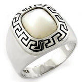 LOAS1108 - High-Polished 925 Sterling Silver Ring with Precious Stone Conch in White - Alamode